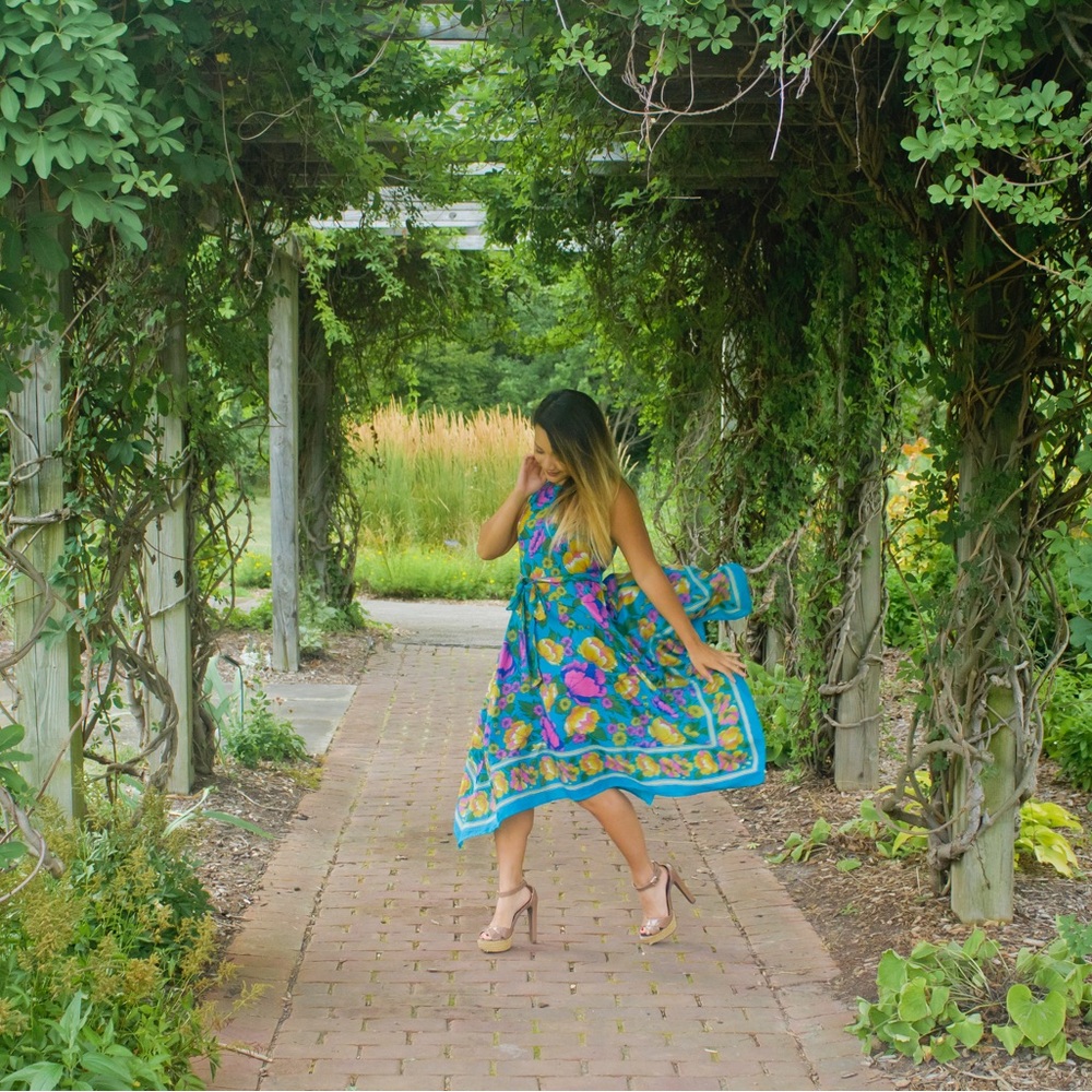 Lilka blue floral handkerchief Anthropologie dress XS